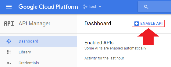 after reaching your api dashboard click enable api at the top of the screen transfer wordpress domain to google cloud hosting