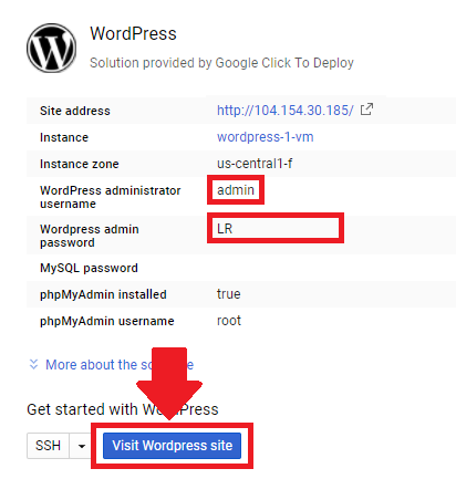 setup and install wordpress on google cloud platform click-to-deploy