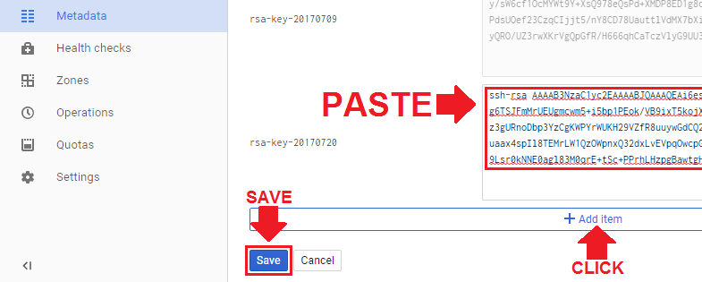 google cloud ftp paste ssh public key