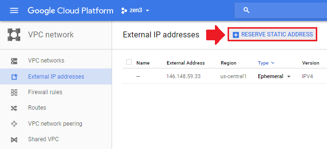 reserve static ip address wordpress on google cloud