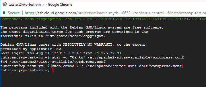 ftp permission errors google cloud