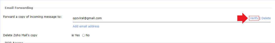 forward zoho mail to gmail