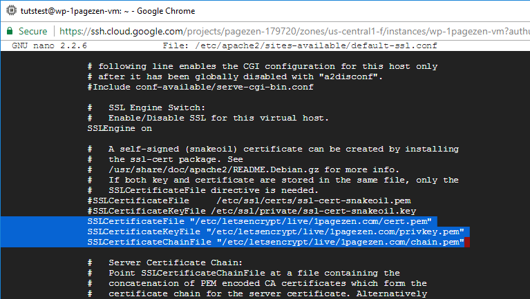 ssl certificate setup wordpress google cloud click to deploy