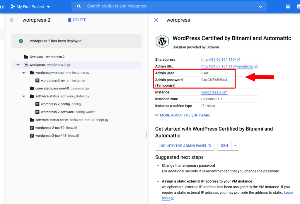 copy admin username and password