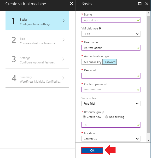 how to install wordpress on azure basic settings