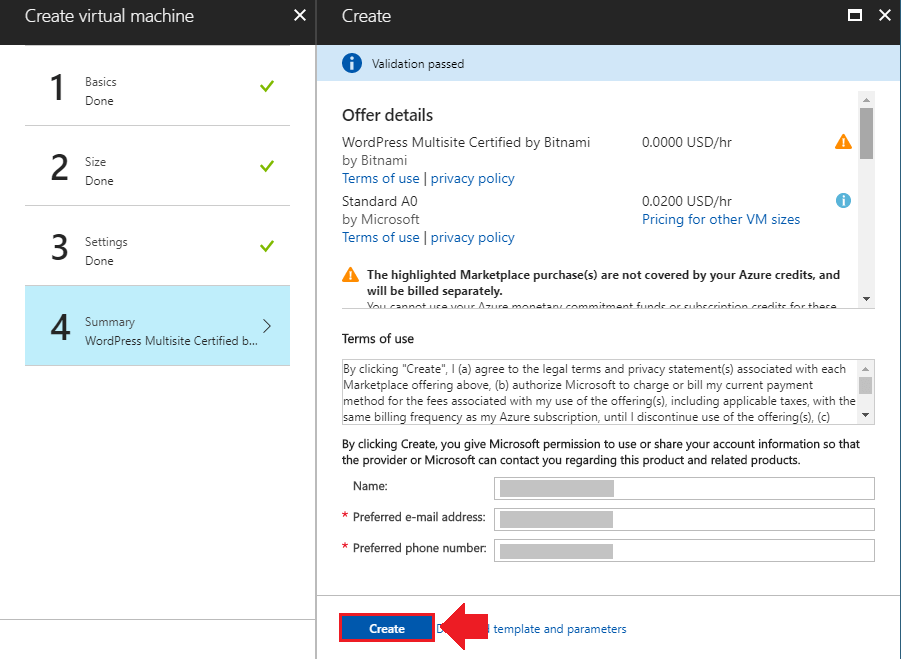 how to install wordpress on azure finalize deployment settings