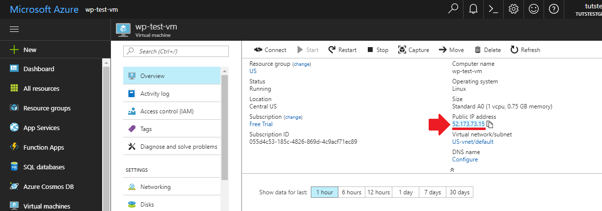 how to install wordpress on azure copy public IP address