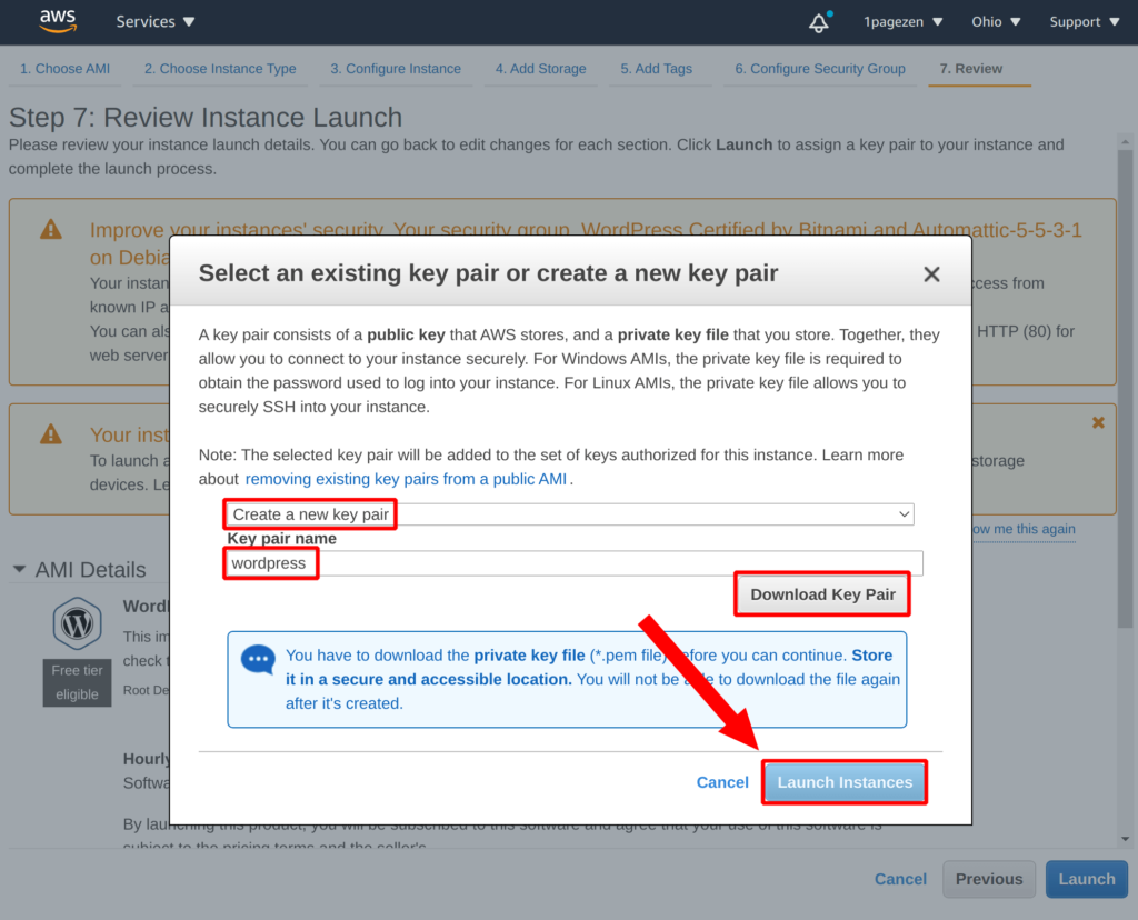 download ssh key pair